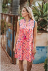 Isla Bonita Sleeveless Short Dress - Coral Print