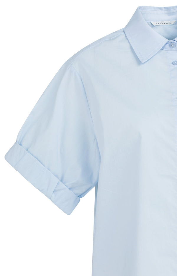 YAYAShort Roll- Up Sleeve Blouse With Collar