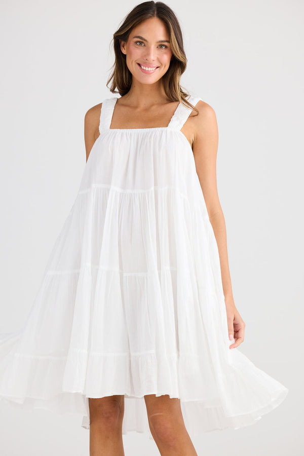 Holiday Saunter Dress - White