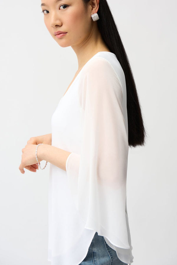 Joseph Ribkoff Straight Tunic With Chiffon Tulip Sleeves-vanilla