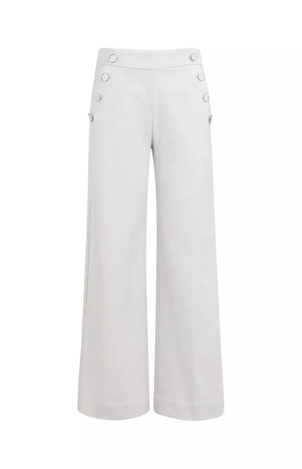 YAYA High Waist Wide Leg Trousers - Off White