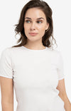 YAYA T-shirt with contrasting trim and round neck -Gray Lilac