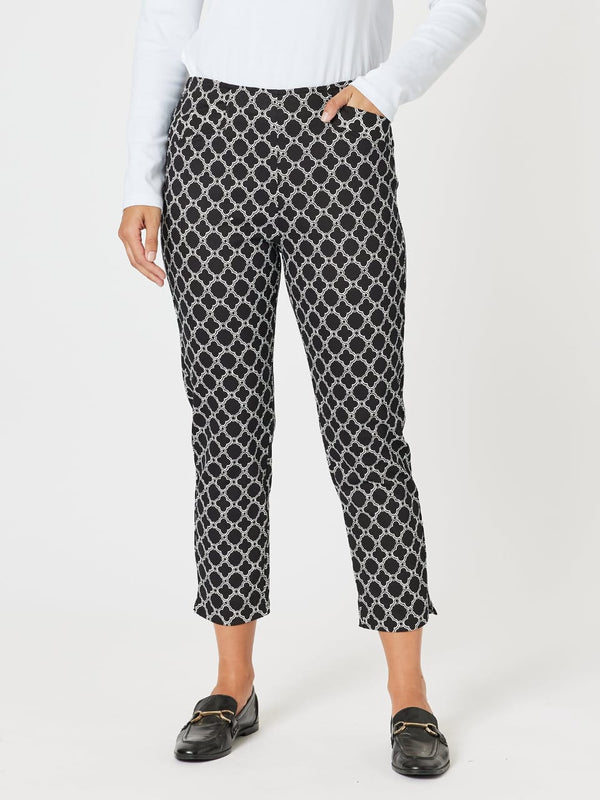 Clover Print Pant- Ivory/Black