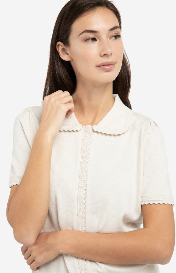 YAYA Knitted cardigan with short sleeves and buttons