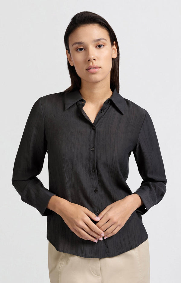 YAYA Textured Blouse - Phantom