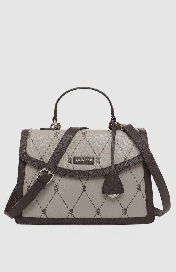 PRINGLE Argyle AOP Top Handle Crossbody Bag - Stone