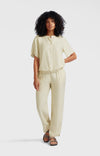 YAYA Rib Waistband Blouse - Soft Grey Dessin