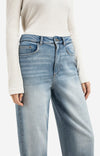 YAYA High-waist jeans with loose fit and roll-up legs - Blue Denim