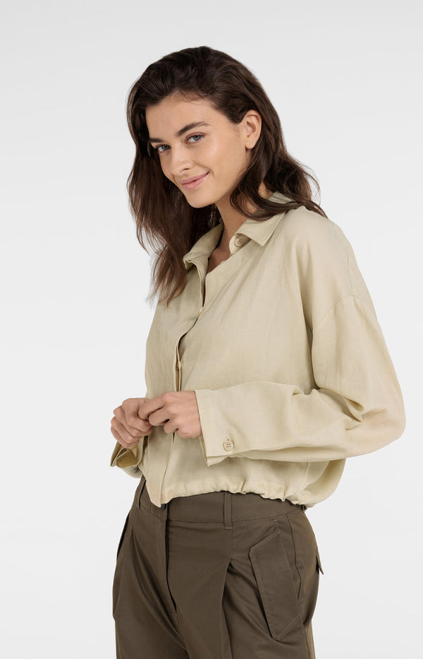 YAYA Bouse Jacket with drawstring & hidden buttons - Warm Dust Sand