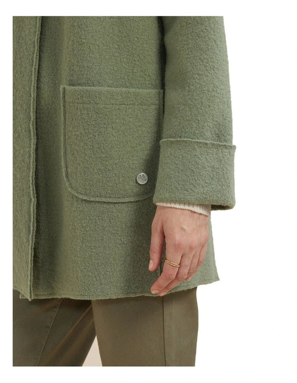 Yarra Trail Boiled Wool Coat - Sage