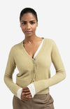 YAYA V-neck Cardigan- Pale Olive Green Melange