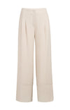 YAYA Linen blend trousers with wide legs and fringed details - Cloud Cream White