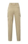 Yaya High waist cargo trousers with slim legs and pockets-Safari