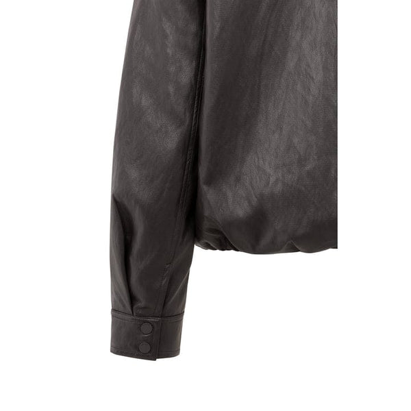 YAYA Faux Leather Jacket with Baloo - Anthracite Brown