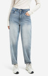 YAYA High-waist jeans with loose fit and roll-up legs - Blue Denim
