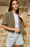 YAYA Woven Blazer with Short Sleeves & detachable zip hem