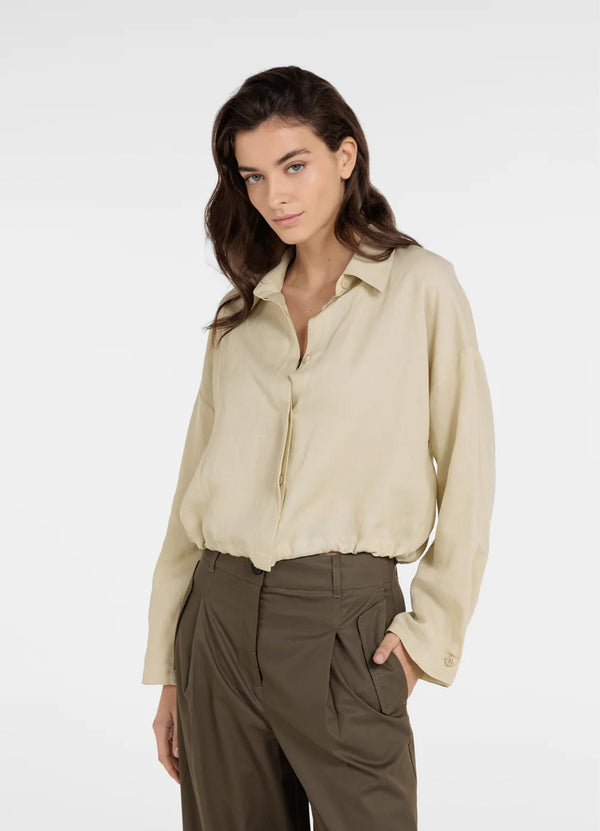 YAYA Bouse Jacket with drawstring & hidden buttons - Warm Dust Sand