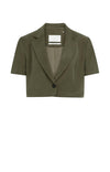 YAYA Woven Blazer with Short Sleeves & detachable zip hem