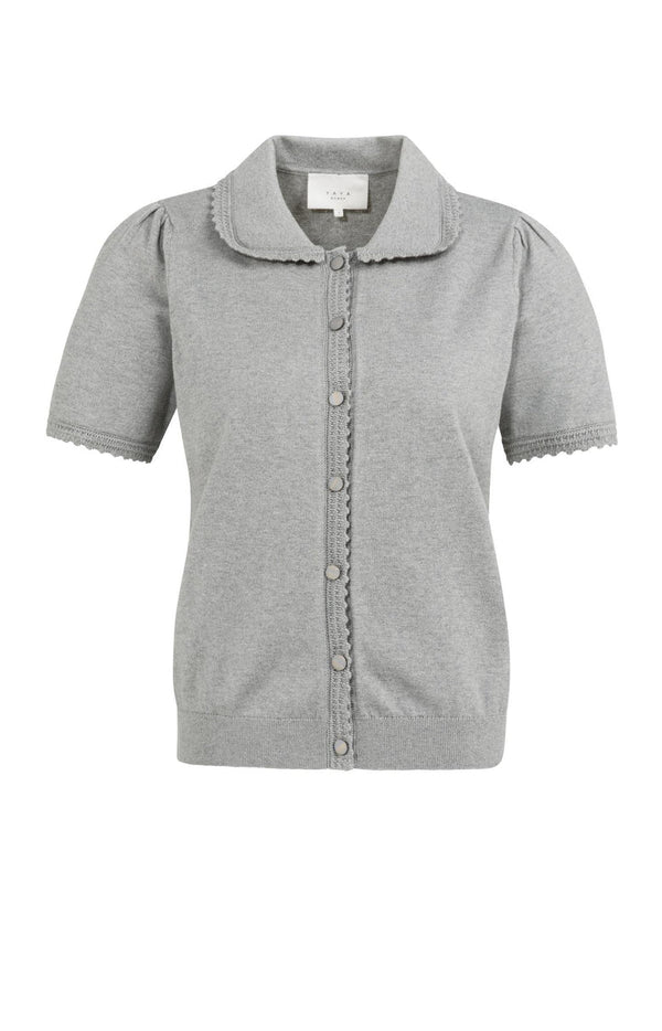 YAYA Knitted cardigan with short sleeves and buttons