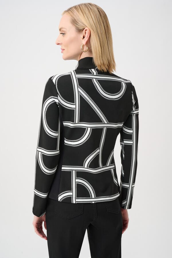 Joseph Ribkoff Collared Casual Long Sleeve Jacket - Black/Off White