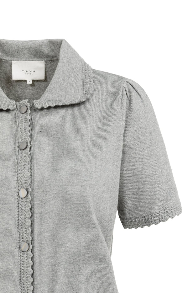 YAYA Knitted cardigan with short sleeves and buttons