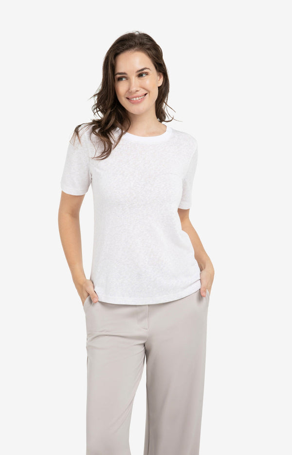 YAYA T-shirt with contrasting ribbed trim - Melange