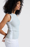 Yaya Ribbed tanktop with contrasting details-Grey Melange
