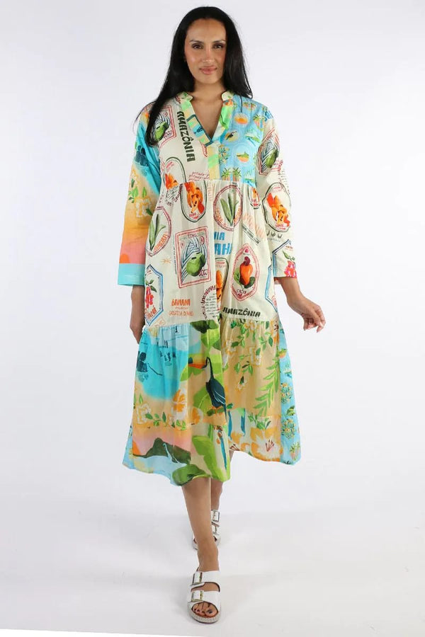 LulaLife Exotica Midi Dress - Multi