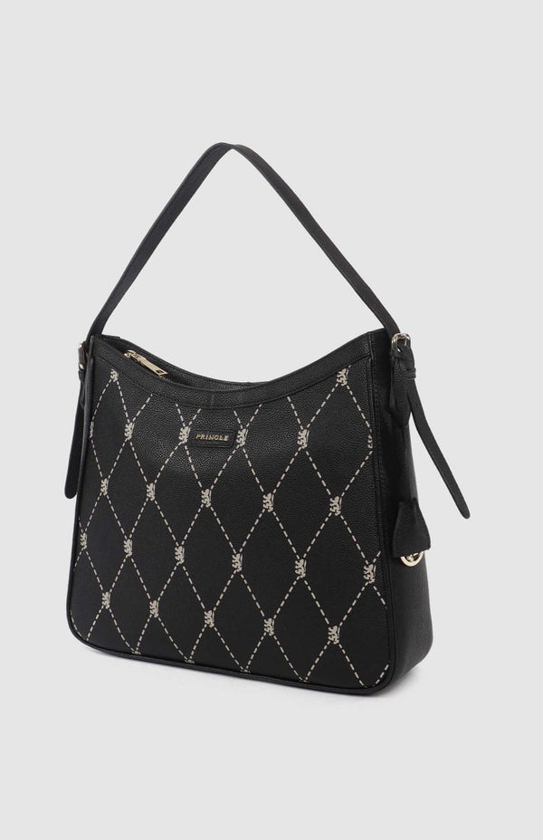 PRINGLE Argyle AOP Hobo Bag - Black