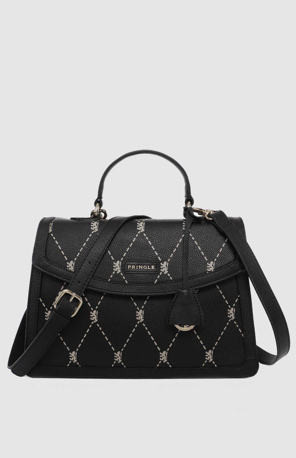 PRINGLE Argyle AOP Top Handle Crossbody Bag - Black