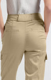 Yaya High waist cargo trousers with slim legs and pockets-Safari