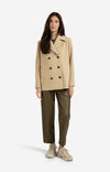 YAYA Woven Double-Breasted Coat- Greenish Sand Beige