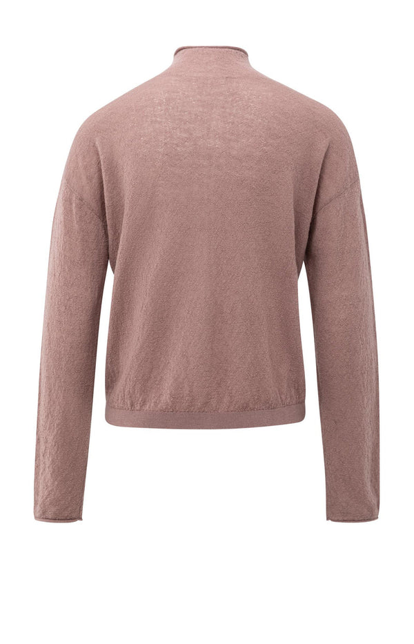 YAYA Knitted High Neckline Cardigan- Blush Pink