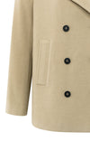 YAYA Woven Double-Breasted Coat- Greenish Sand Beige
