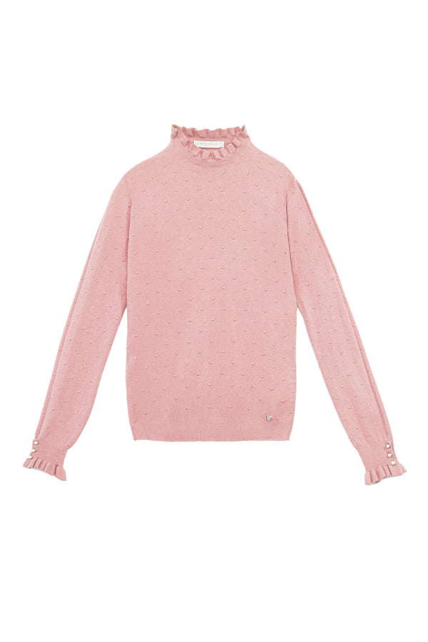 La Petite Etoile High Neck Sweater - 42-Vieux Rose