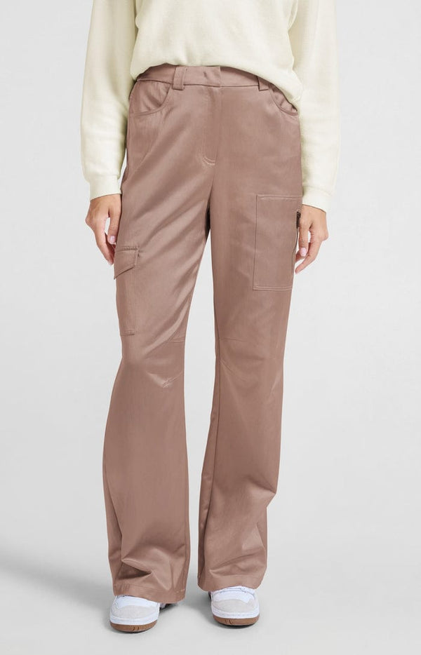 Yaya Satin cargo trousers with wide legs and pocket details Dusty Pink