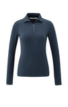 YAYA Ribbed long sleeve top with zip collar- Collegiate Blue