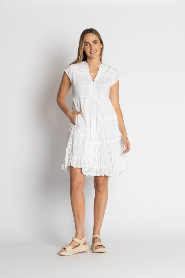 LulaLife Shayna Tiered Dress - White