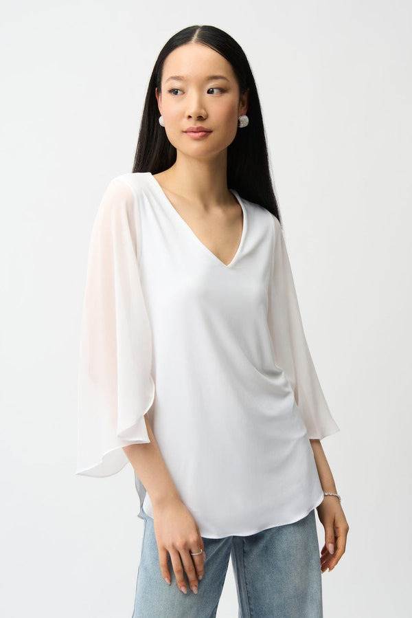 Joseph Ribkoff Straight Tunic With Chiffon Tulip Sleeves-vanilla