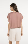 YAYA Flowy Top with Knot Detail & Elastic hem - Burlwood Pink