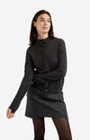 YAYA Knitted High Neck Cardigan- Oyster Black
