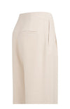 YAYA Linen blend trousers with wide legs and fringed details - Cloud Cream White