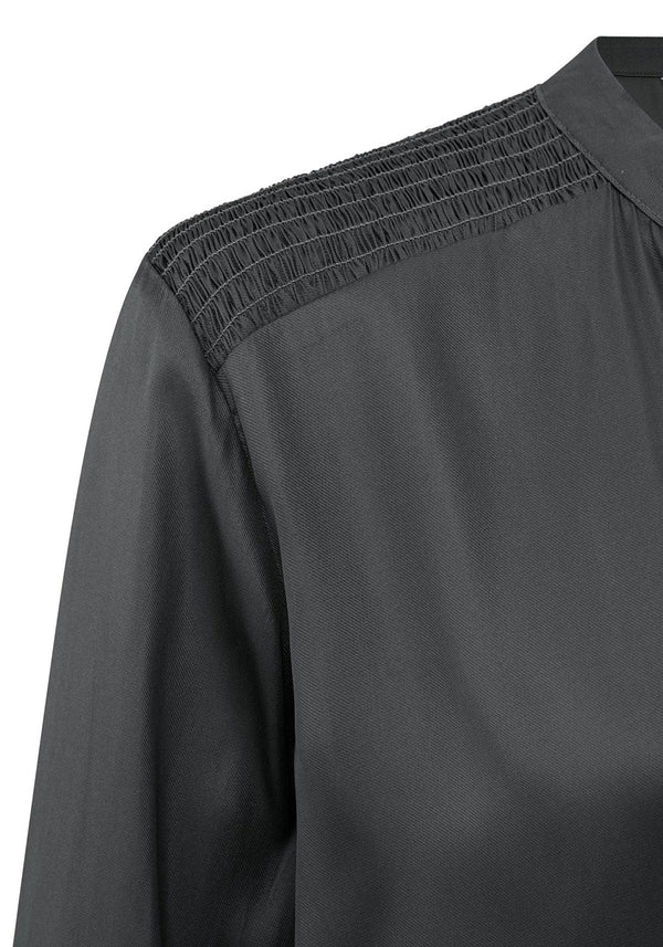 YAYA V-neck Satin Top - Phantom