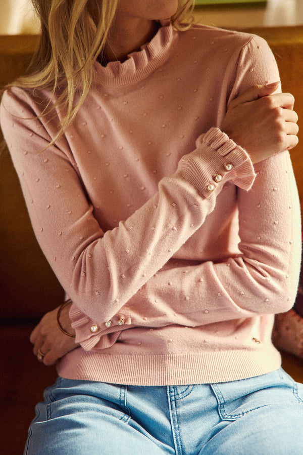 La Petite Etoile High Neck Sweater - 42-Vieux Rose