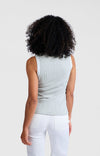 Yaya Ribbed tanktop with contrasting details-Grey Melange