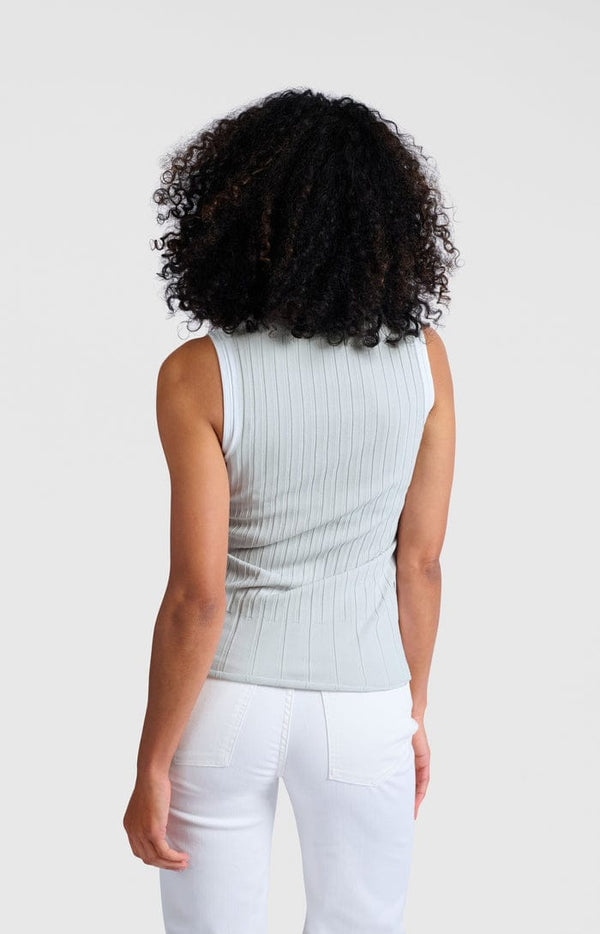 Yaya Ribbed tanktop with contrasting details-Grey Melange