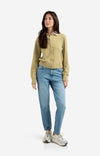 YAYA Mid Waist Boyfriend Denim - Blue Denim
