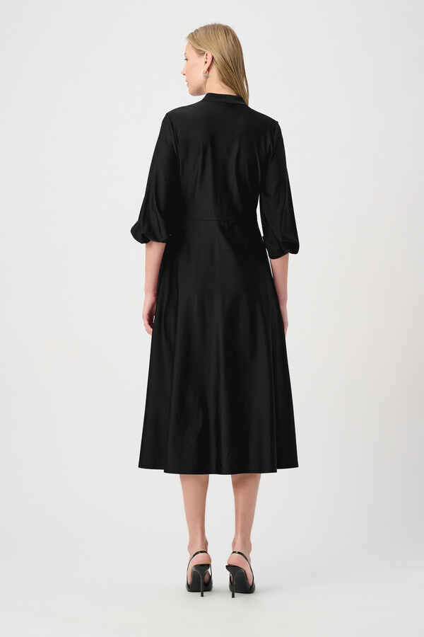 Joseph Ribkoff V-neck Belted Midi Dress - Black