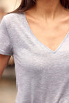 La Petite Etoile Elvie V-neck T-shirt - Gray Sequence