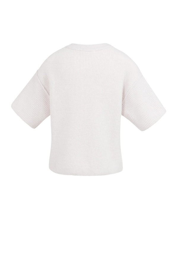 YAYA Knitted cardigan with wide short sleeves and buttons - Gray Lilac Melange